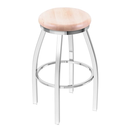 Holland Bar Stool Co 25" Swivel Counter Stool, Chrome Finish, Nat Maple Seat 80225CHNatMpl